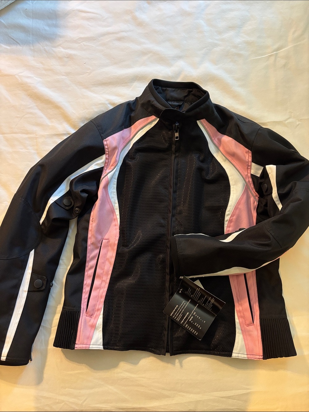 Women's Black and Pink Motorcycle Jacket